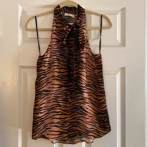 ALC tie front tiger print top